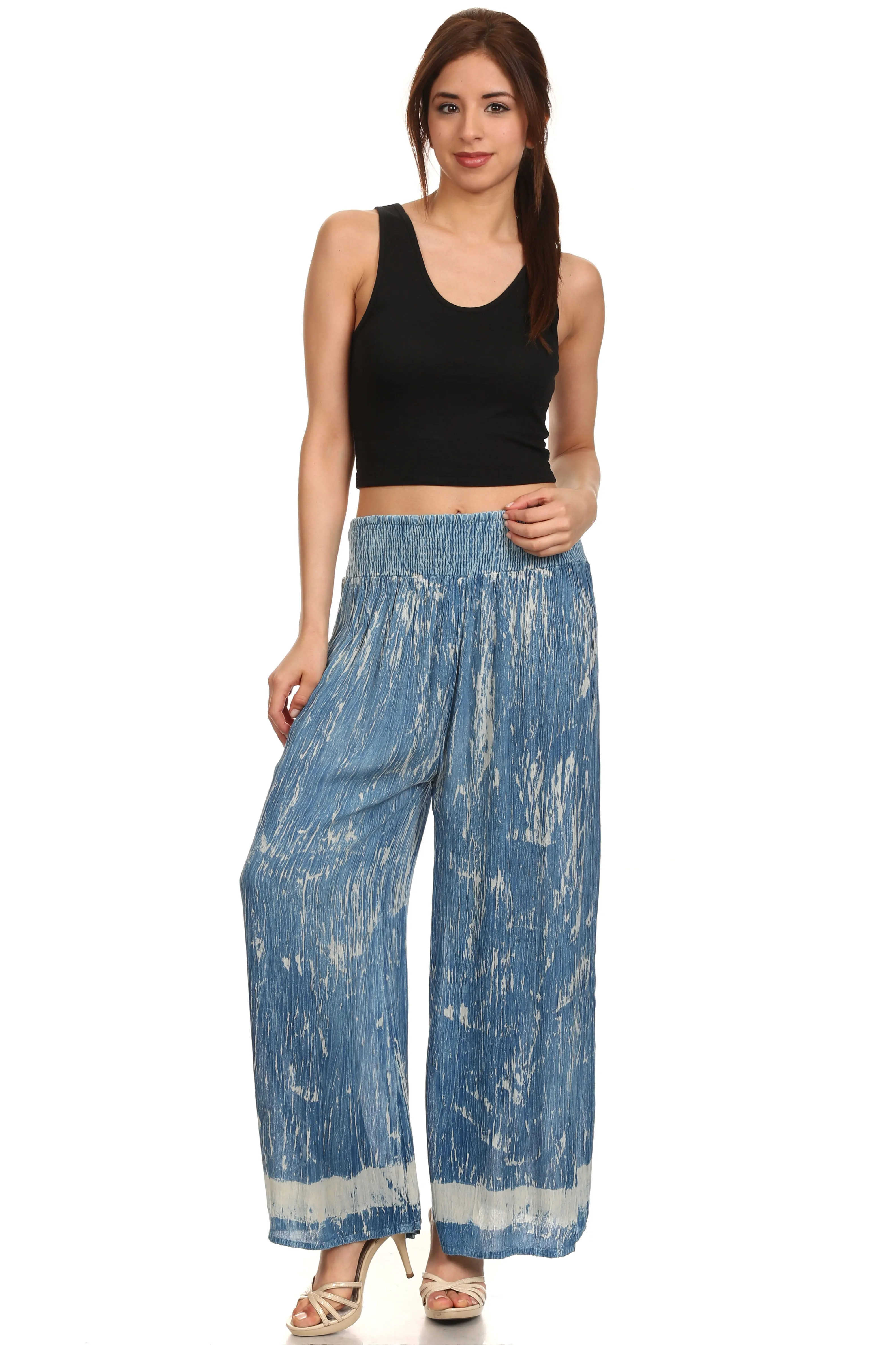 Sakkas Shyla Elastic Waistband Palazzo Pants