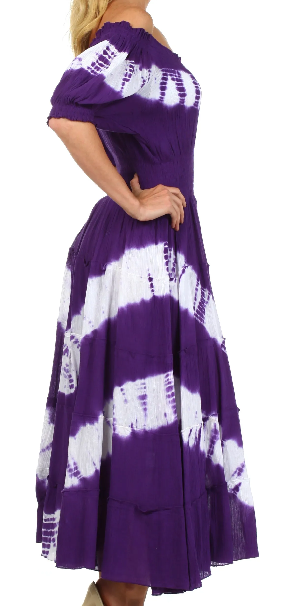 Sakkas Tie Dye Peasant Gypsy Boho Dress