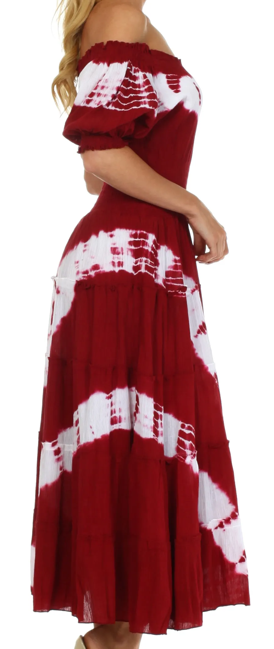 Sakkas Tie Dye Peasant Gypsy Boho Dress