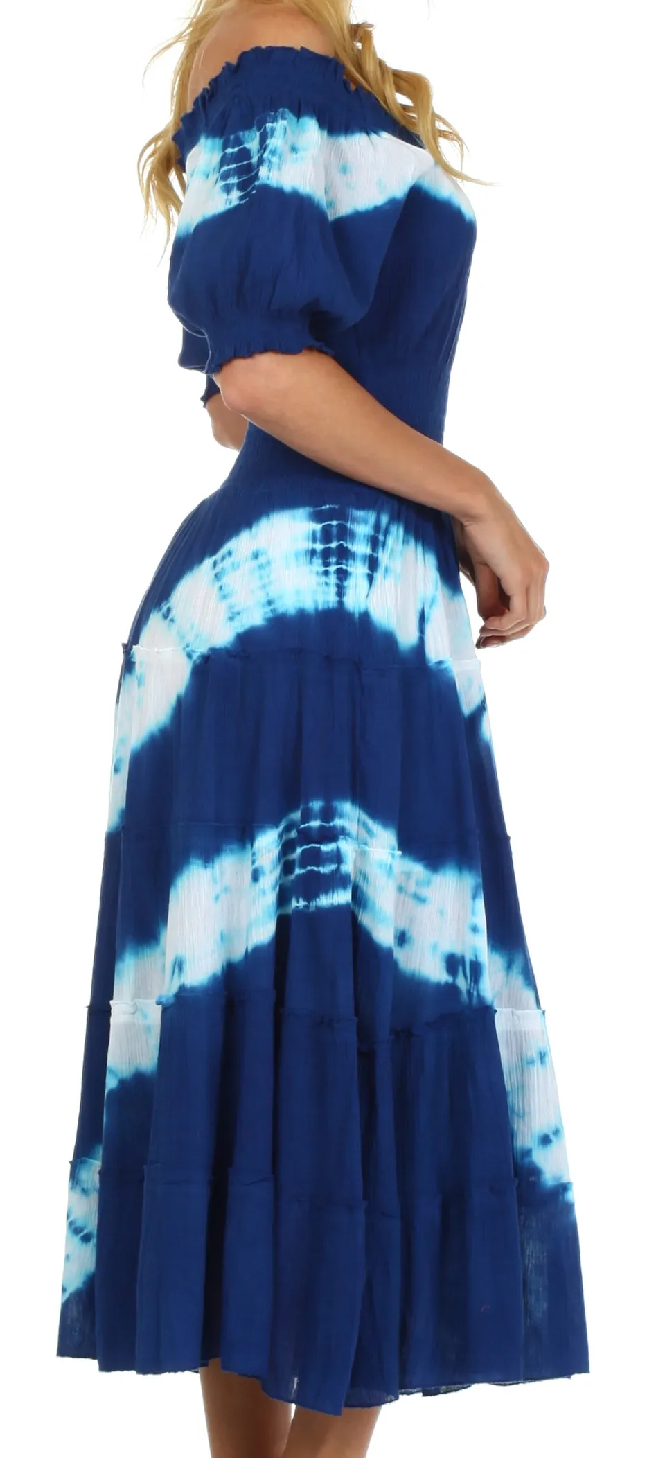 Sakkas Tie Dye Peasant Gypsy Boho Dress