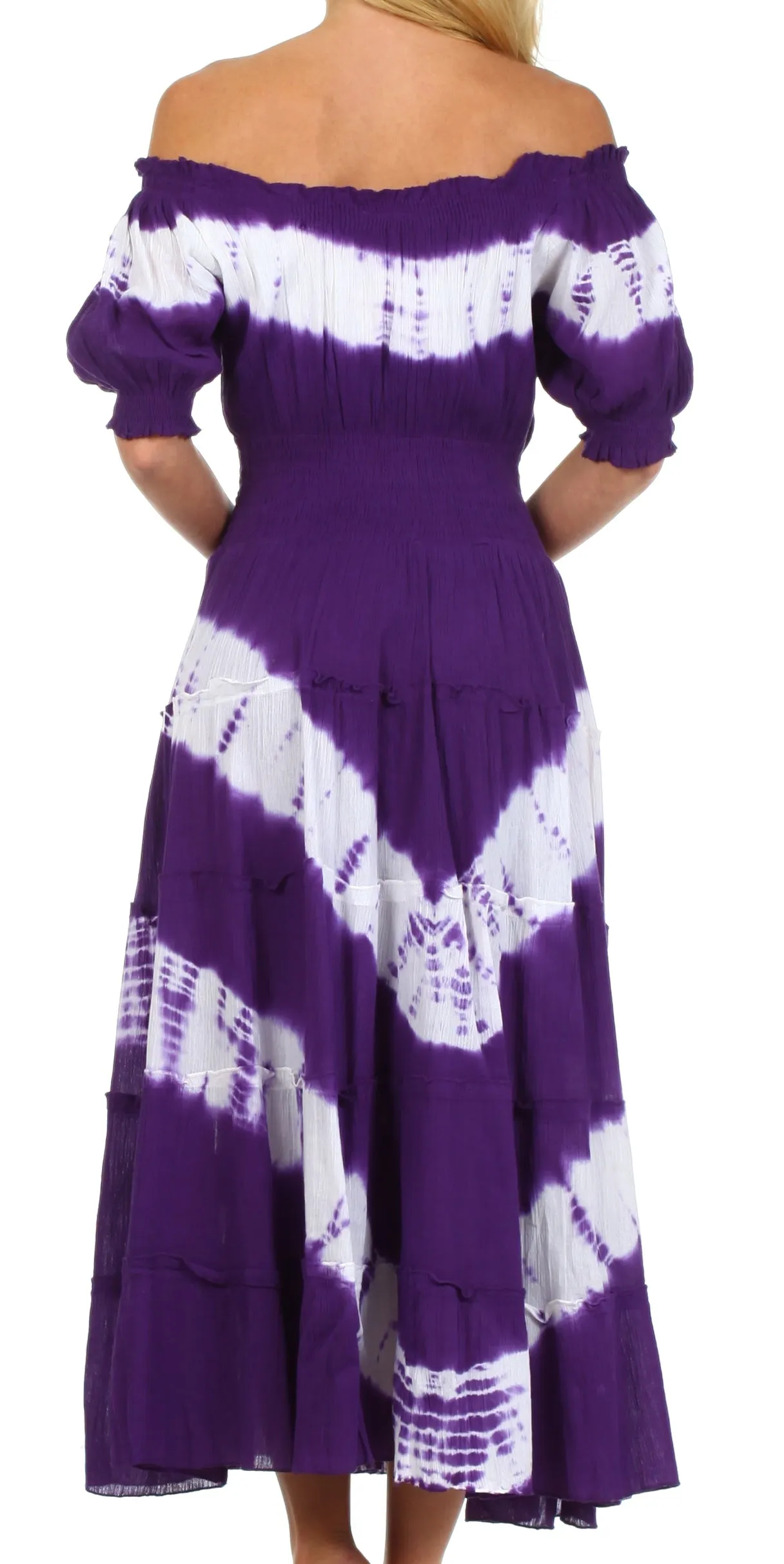 Sakkas Tie Dye Peasant Gypsy Boho Dress