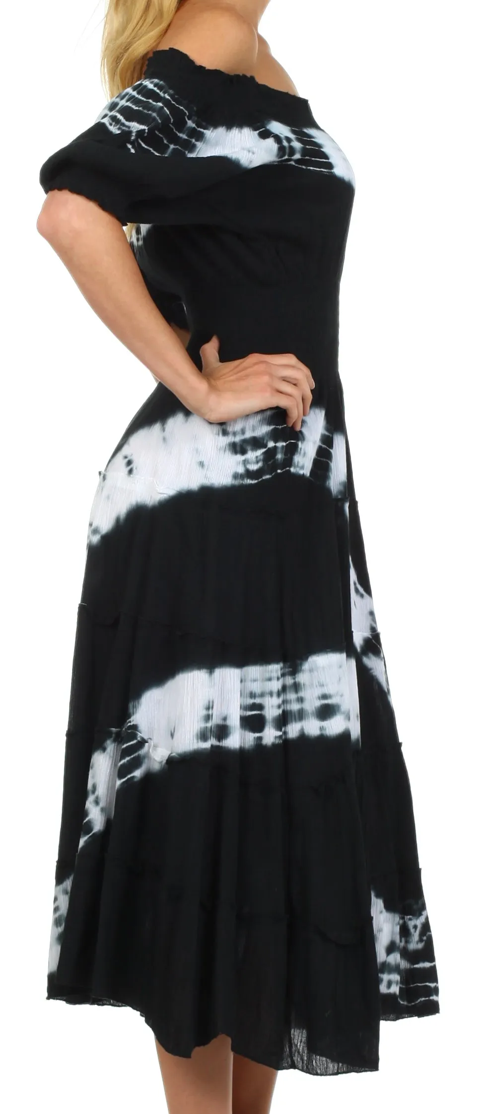 Sakkas Tie Dye Peasant Gypsy Boho Dress