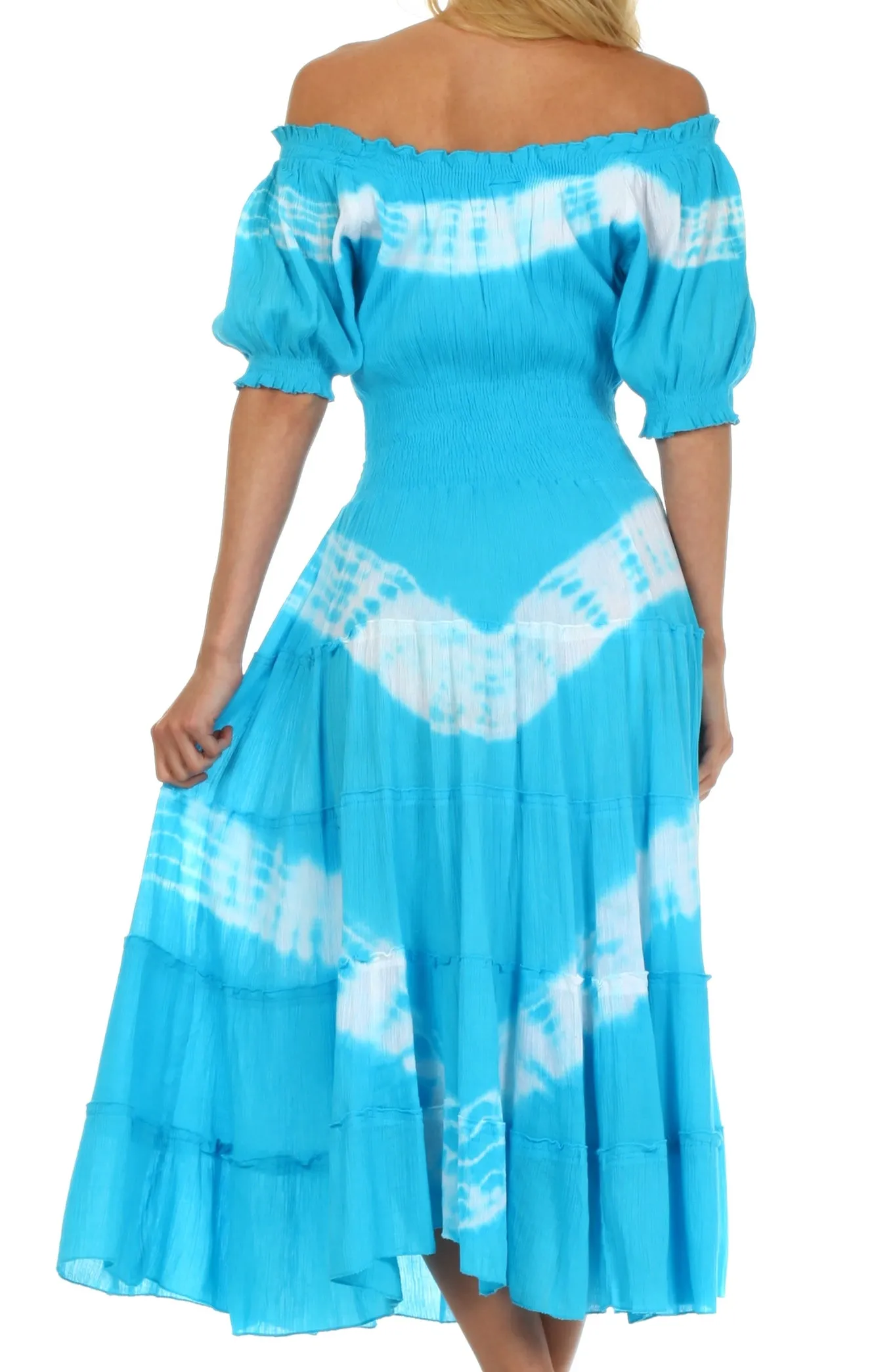 Sakkas Tie Dye Peasant Gypsy Boho Dress