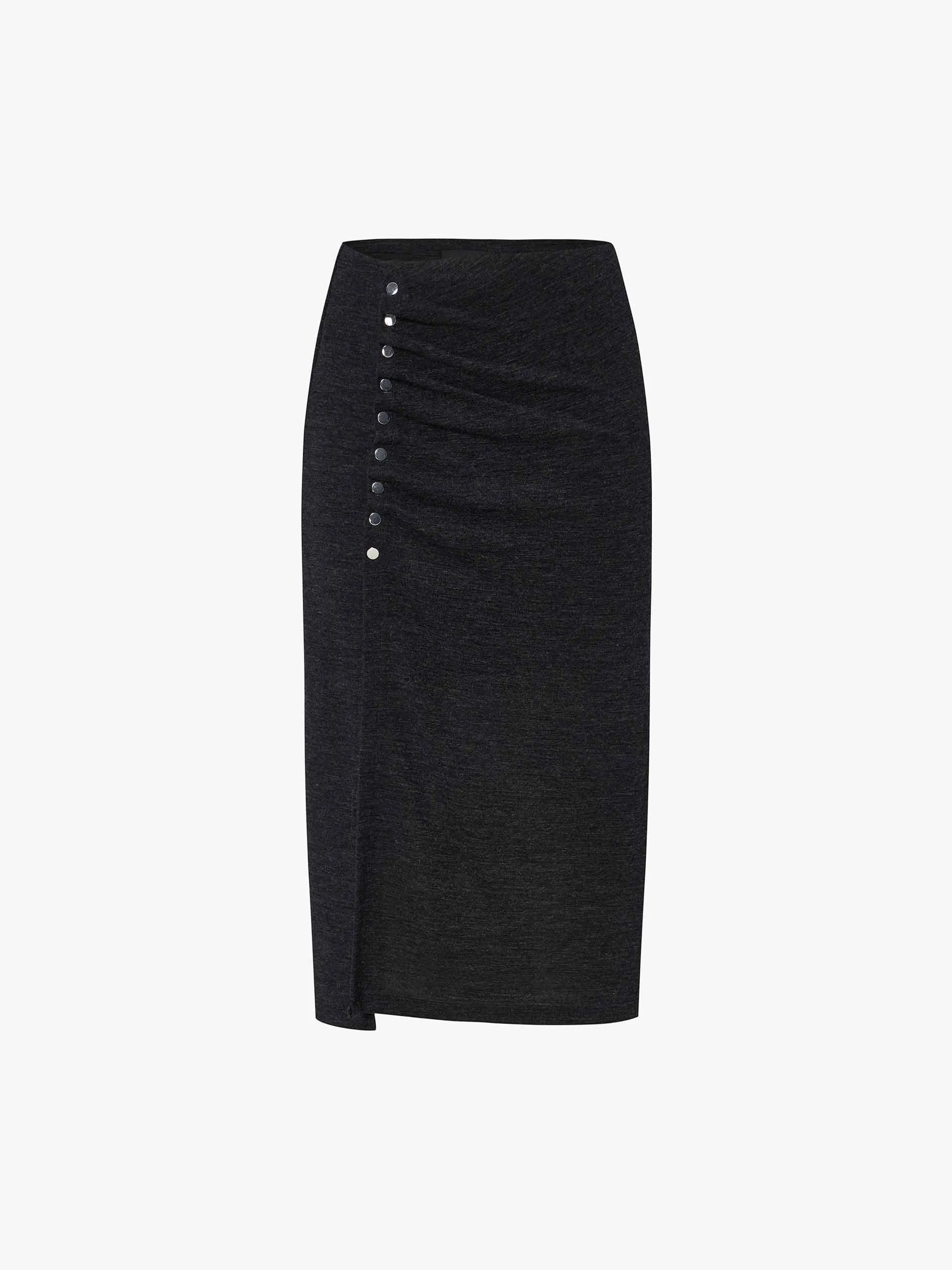 Side Slit Pleated Skirt