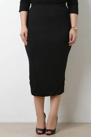 Simple High Waisted Stretchy Midi Pencil Skirt