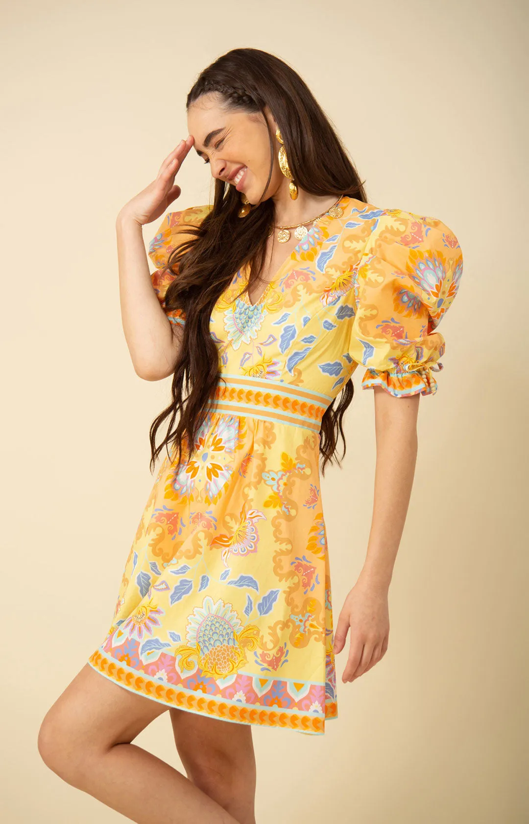 Skylar Poplin Puff Sleeve Dress