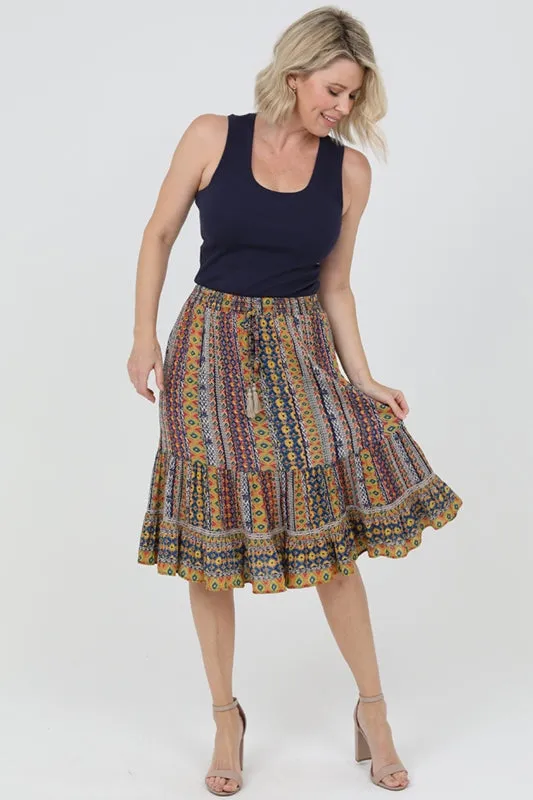 Sweetheart Boho Skirt - Navy Multi