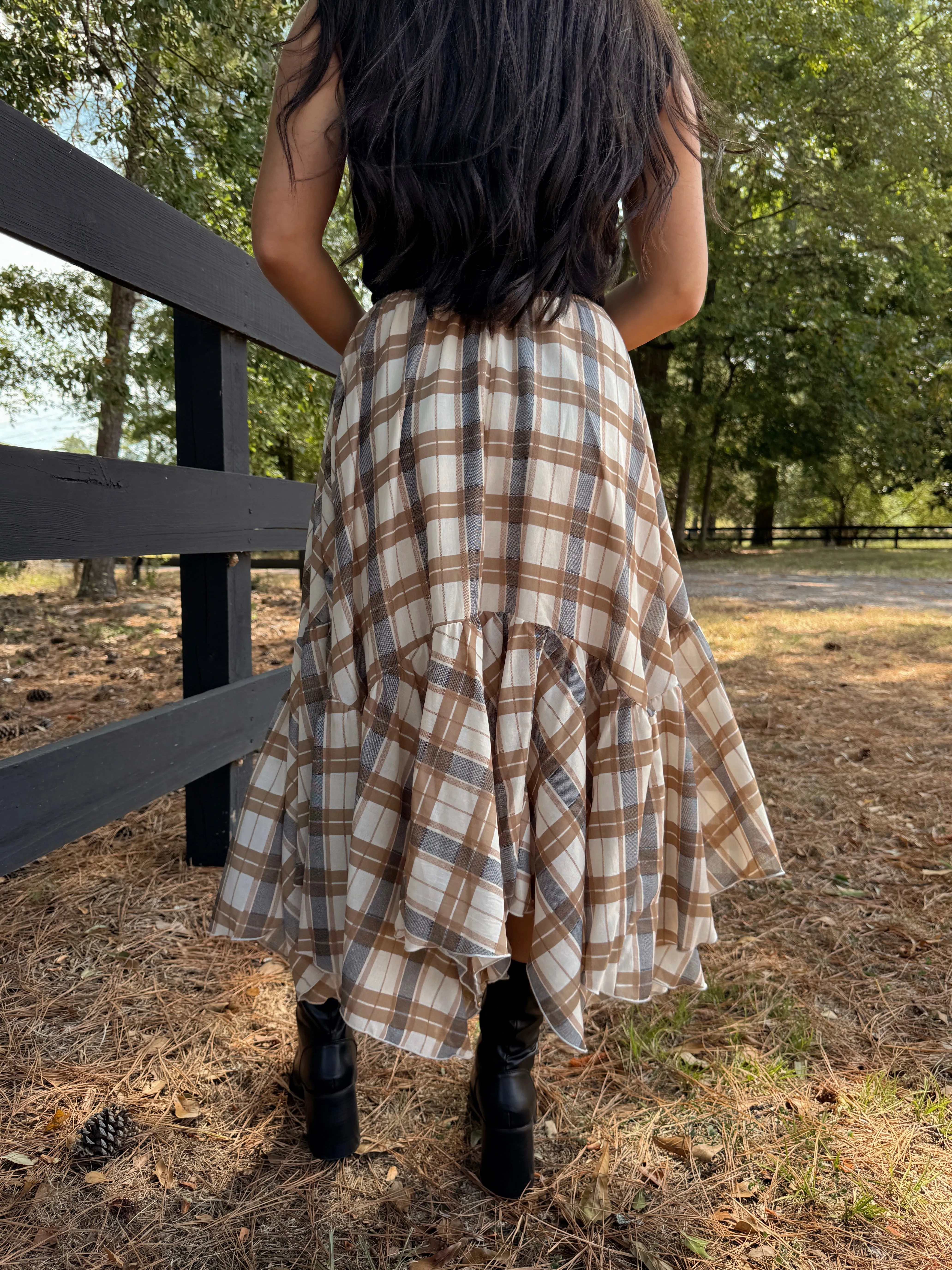 Tan Plaid Skirt