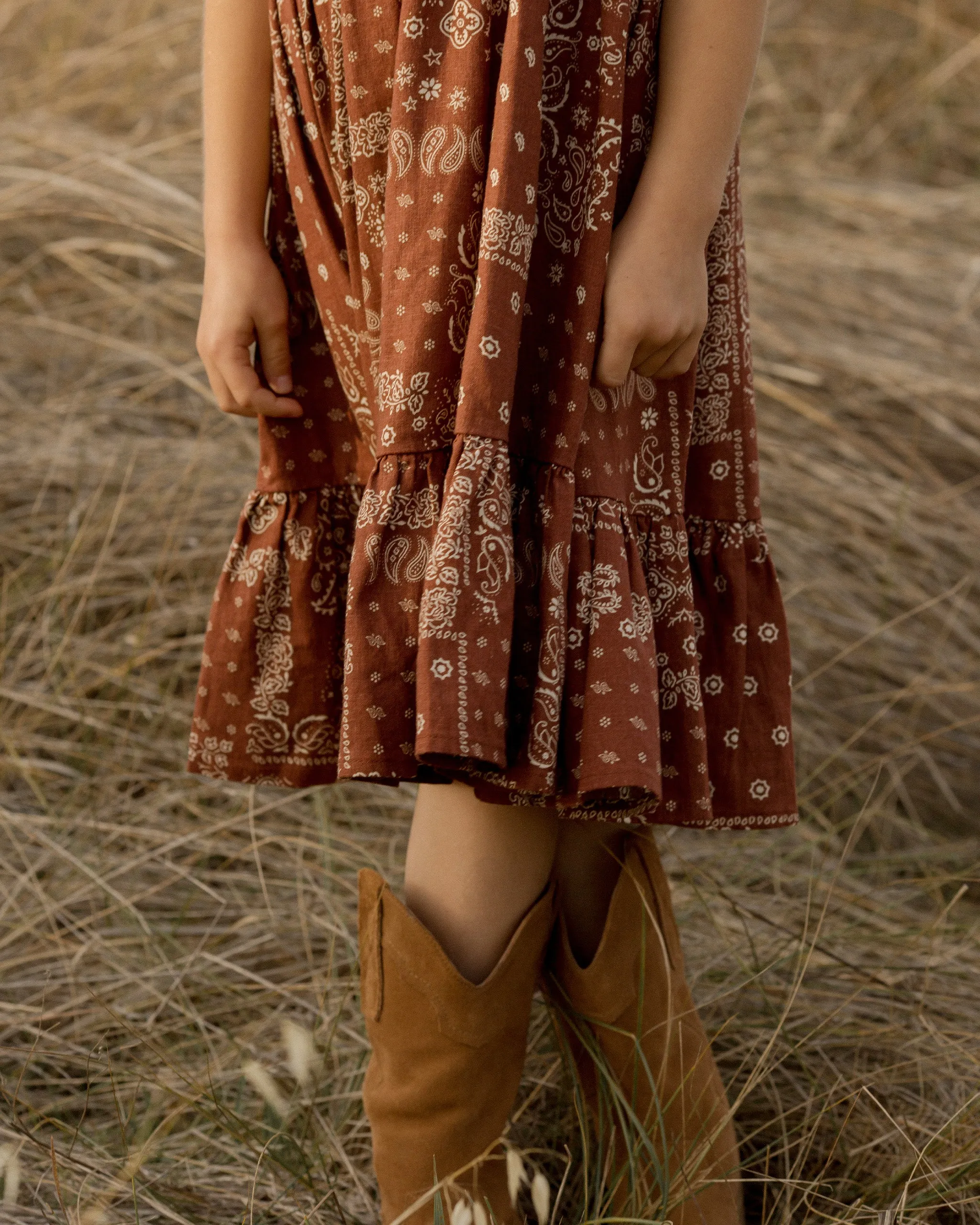 The Lydia Dress by Rylee   Cru - Brick Bandana - KIDS