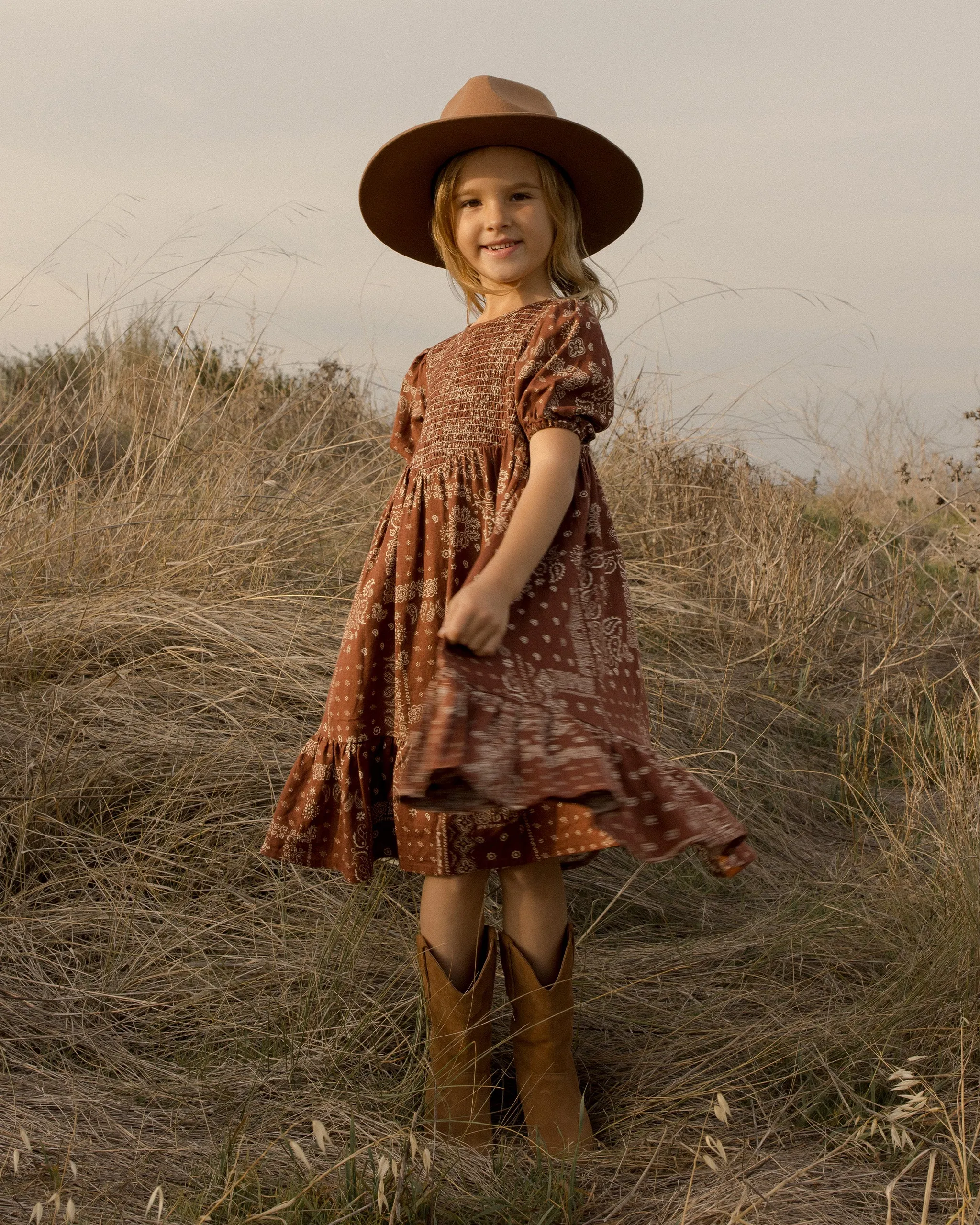 The Lydia Dress by Rylee   Cru - Brick Bandana - KIDS