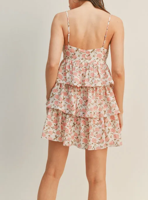 Tiered Ditsy Floral Mini Dress