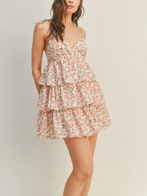 Tiered Ditsy Floral Mini Dress