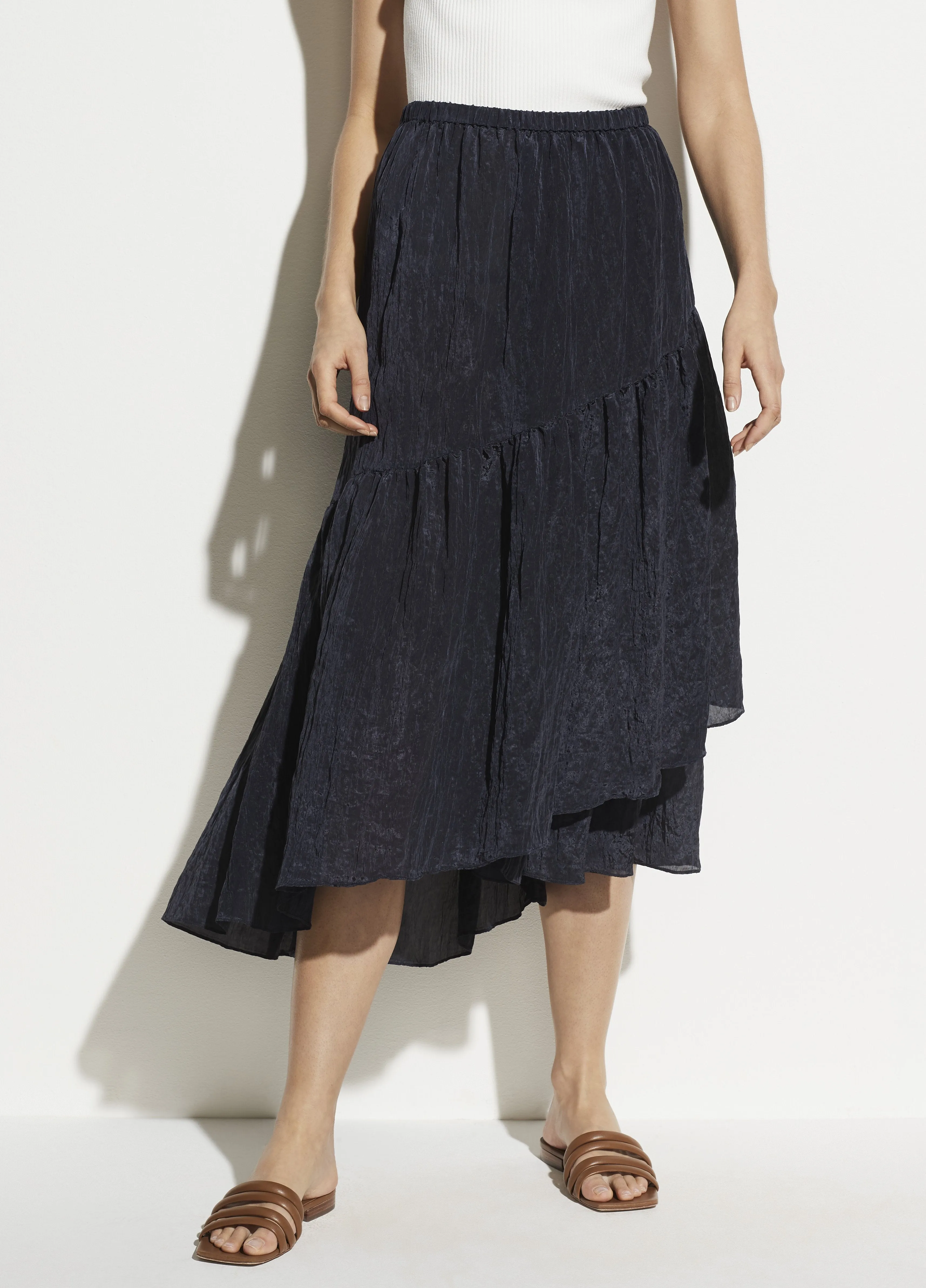 Tiered Textured Skirt in Light Marine