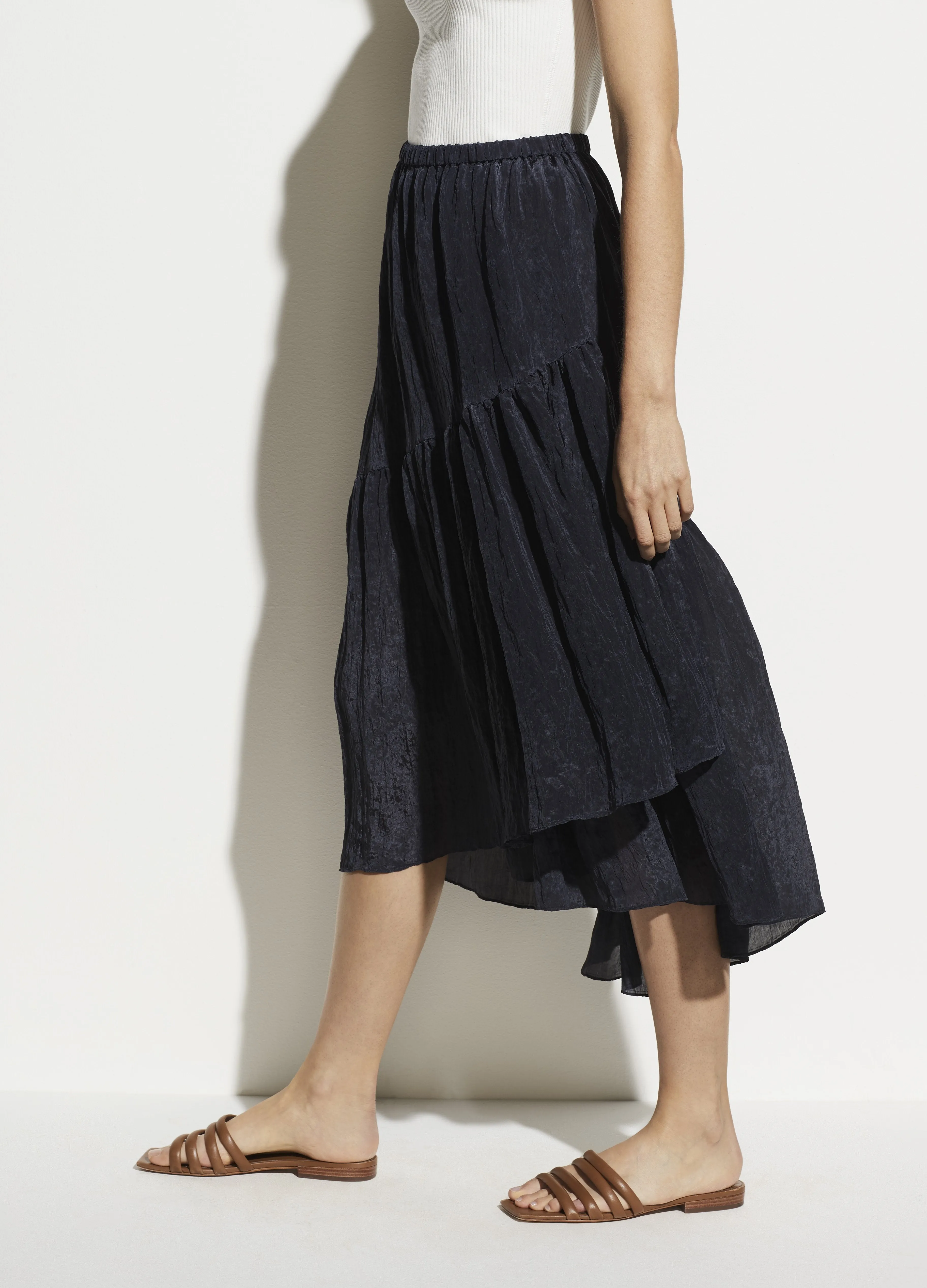 Tiered Textured Skirt in Light Marine