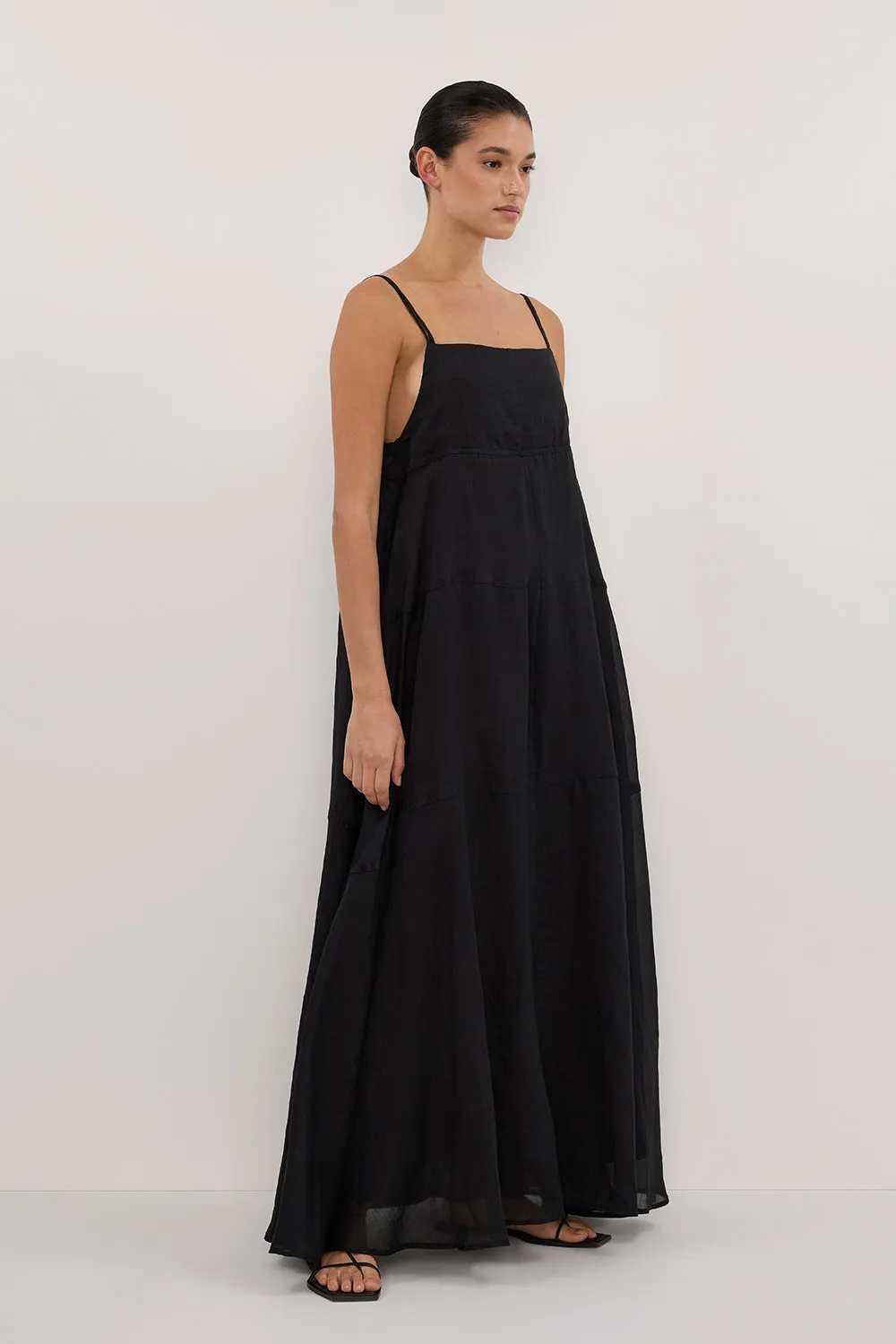 TINA BLACK RAMIE HIGH NECK DRESS