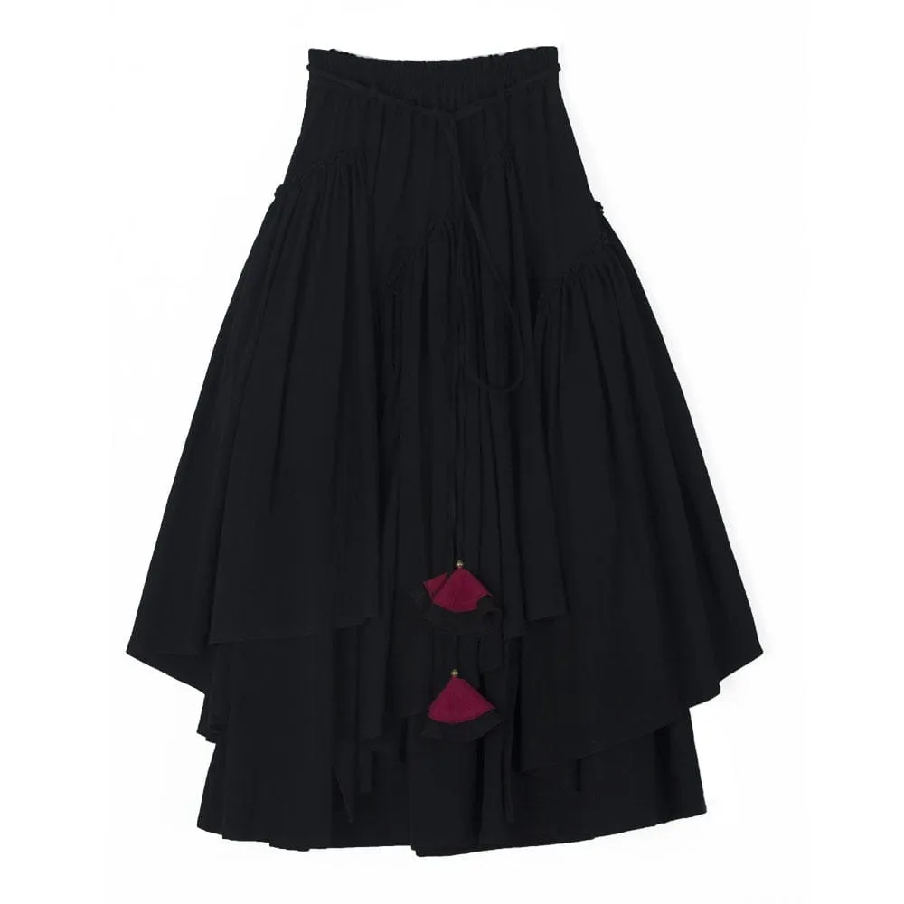 Vintage Bohemian Pleated Midi Skirt