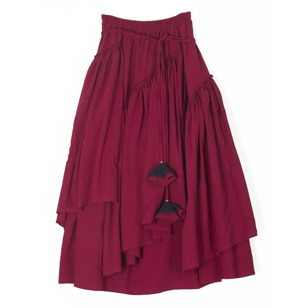 Vintage Bohemian Pleated Midi Skirt