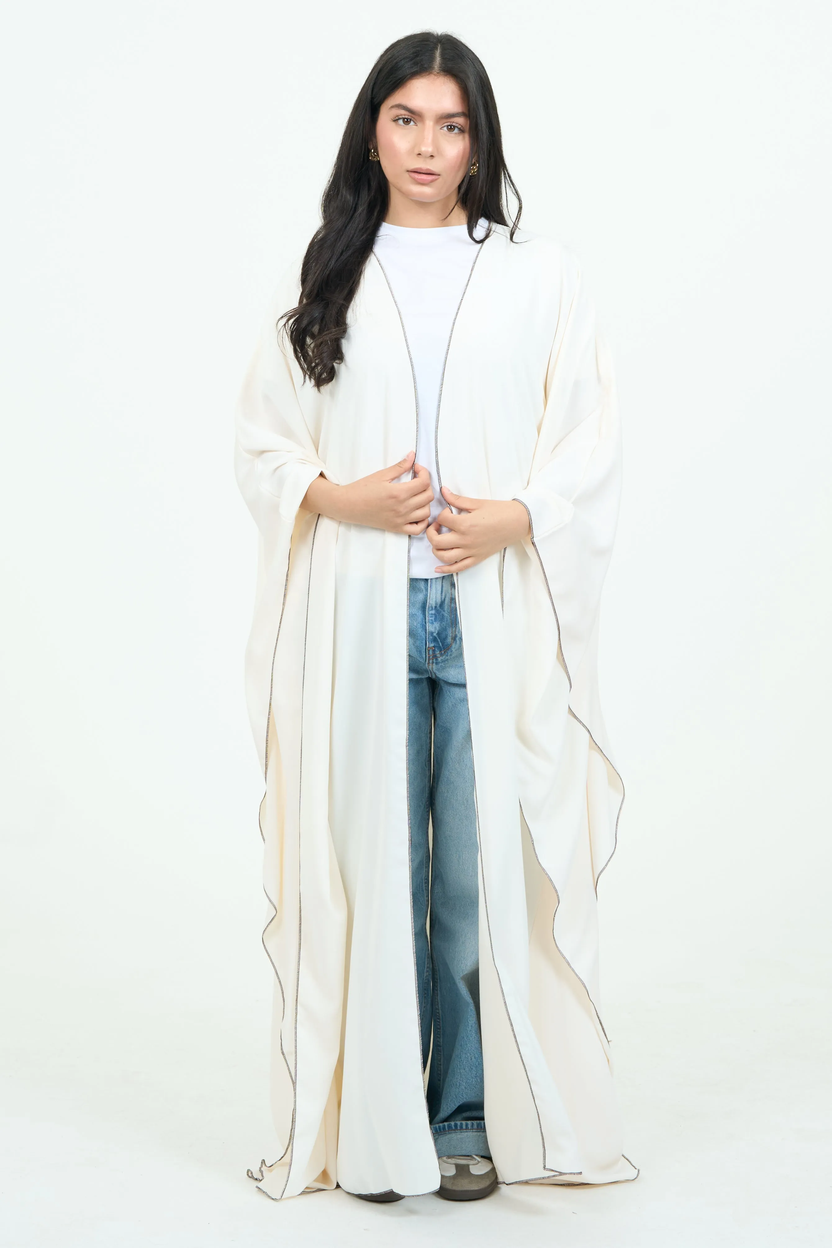 White Abaya With Sleeves