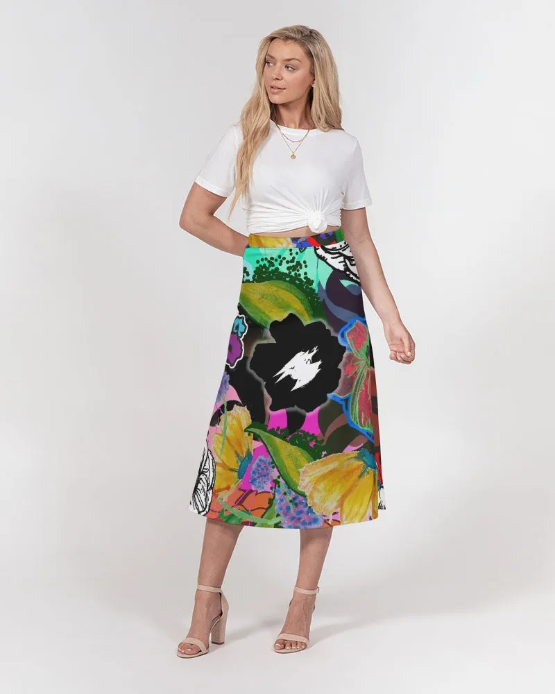 whole LOTTA flowers DOUBLE TAKE Women's A-Line Midi Skirt