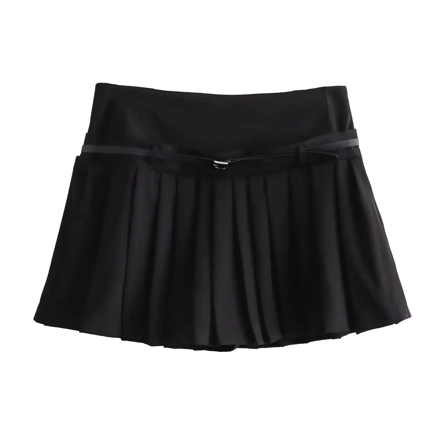 Women Casual Chic Shorts Skirt Fashion Spring Elegant Female Shorts Skirt Women Zipper Draped Belt Skirt