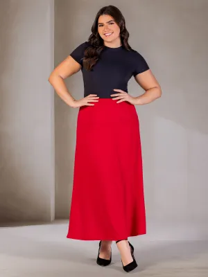 Womens Comfortable Fit Elastic Waist Plus Size Maxi Skirt