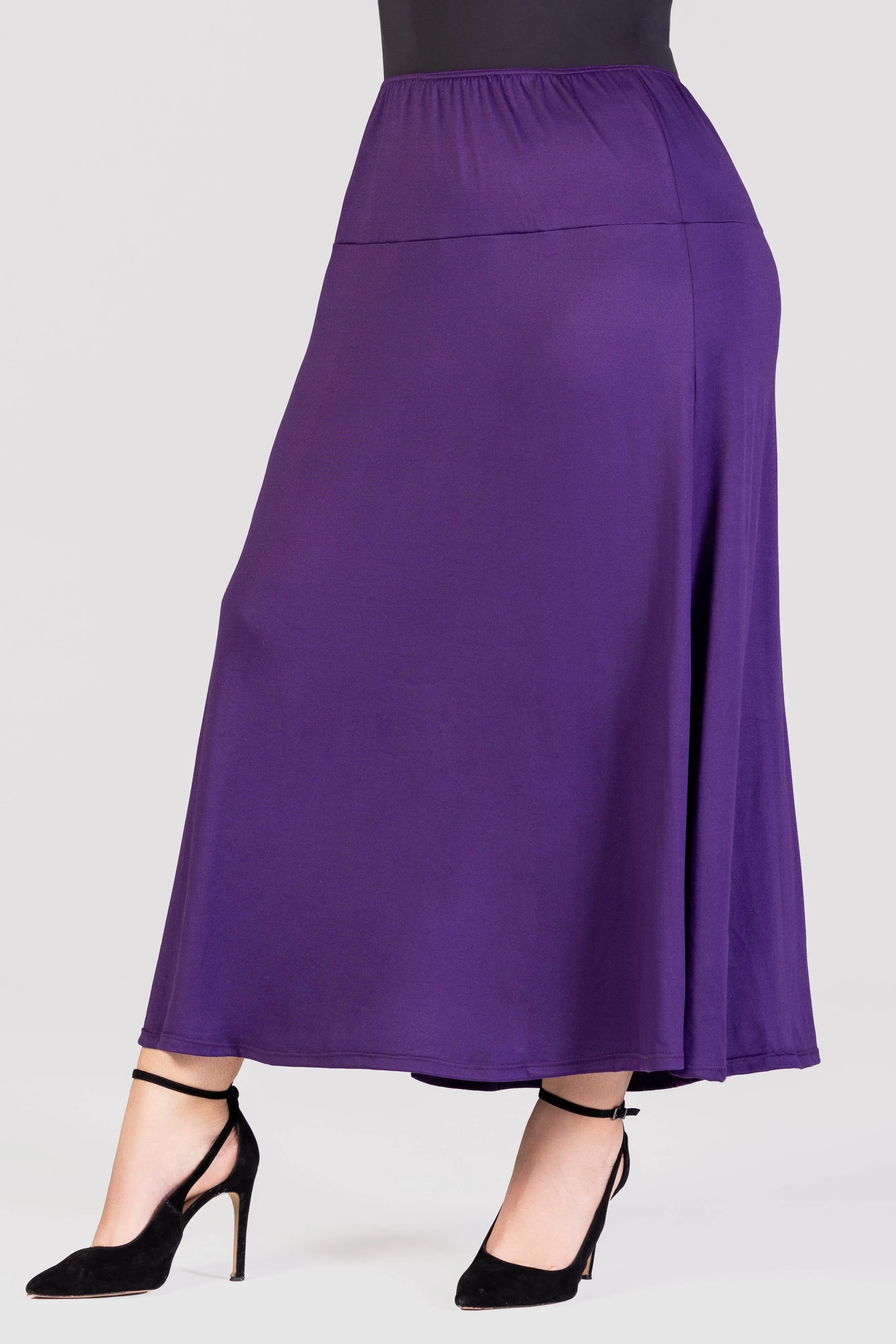 Womens Comfortable Fit Elastic Waist Plus Size Maxi Skirt