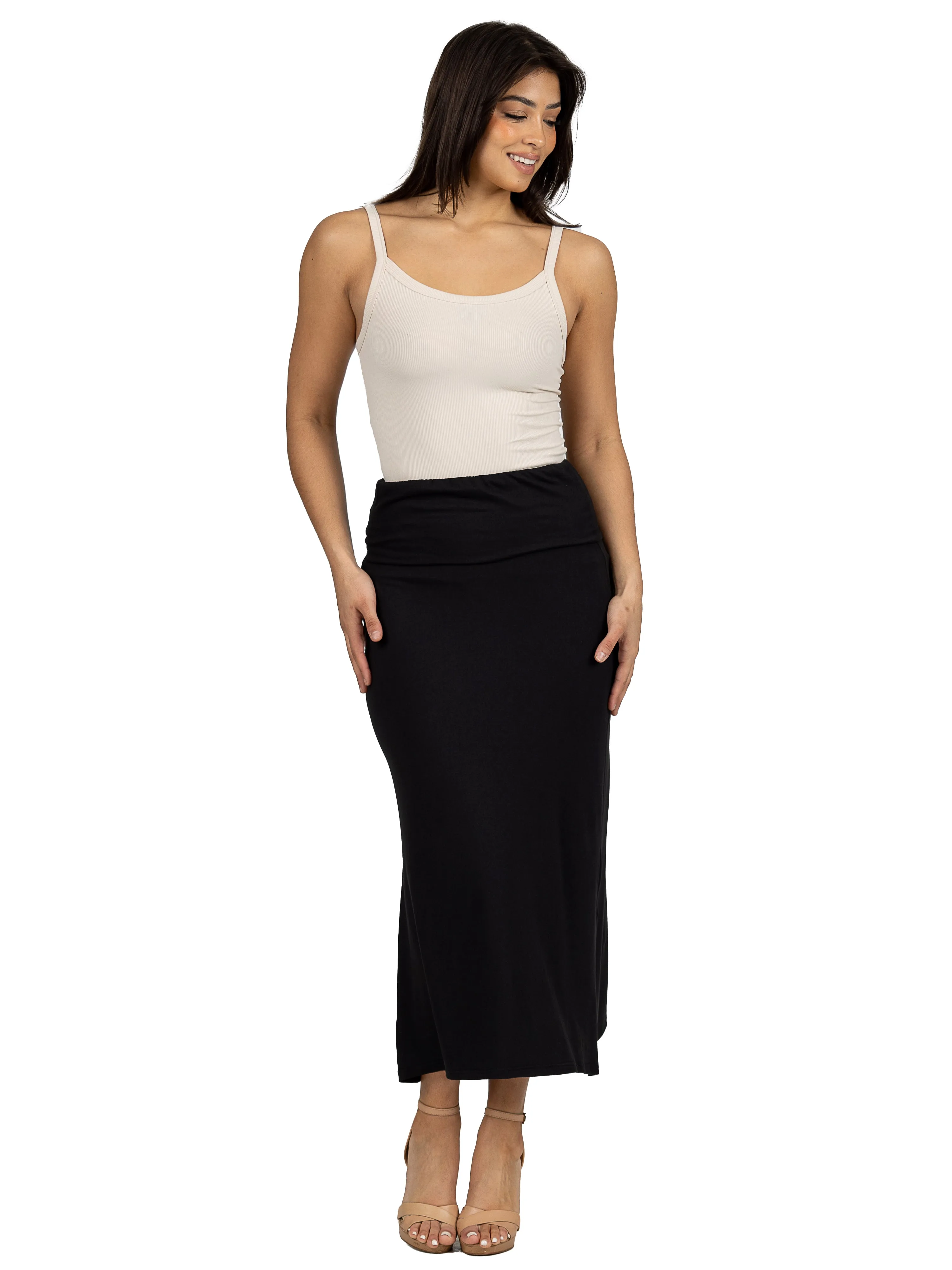 Womens Comfortable Foldover Maxi Skirt